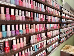 a display of nail polish in a store