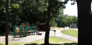 a park with a playground and a play area